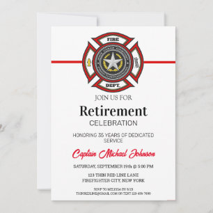 Fire Department thin Red Line Retirement Invitation
