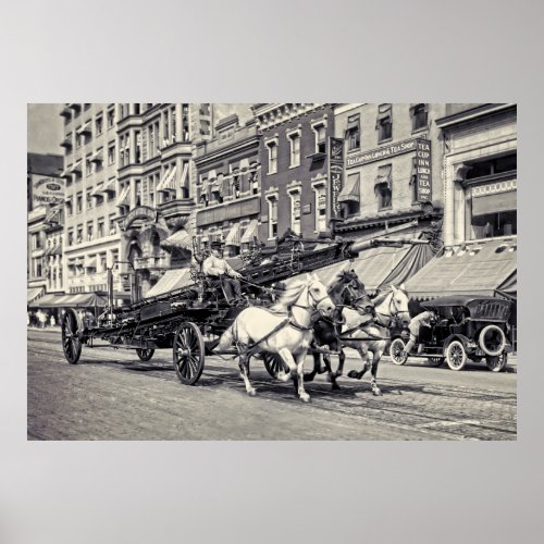 FIRE DEPARTMENT WATER CANNON WAGON POSTER