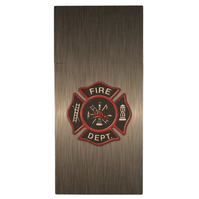 Fire Department Wood Flash Drive (Front Vertical)