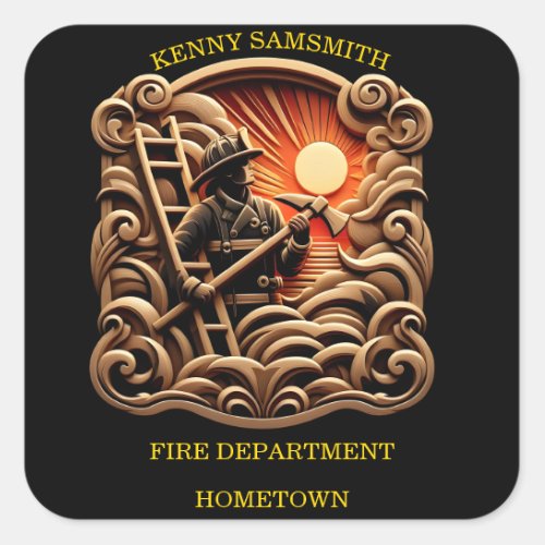 Fire Departments Badge Of Everyday Heroes Square Sticker