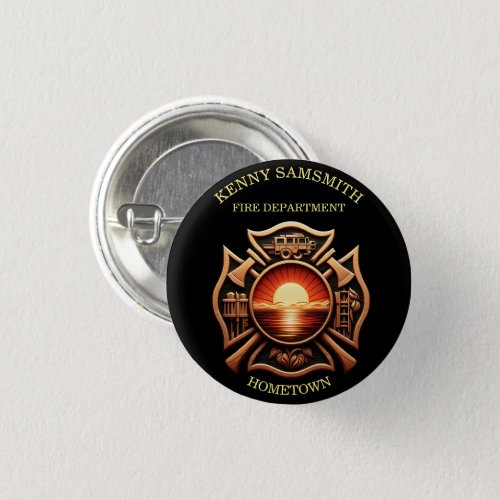 Fire Departments Badge of Honor Black And Red Button