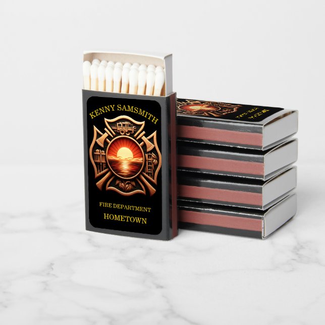 Fire Departments Badge of Honor Black And Red Matchboxes (Stacked)