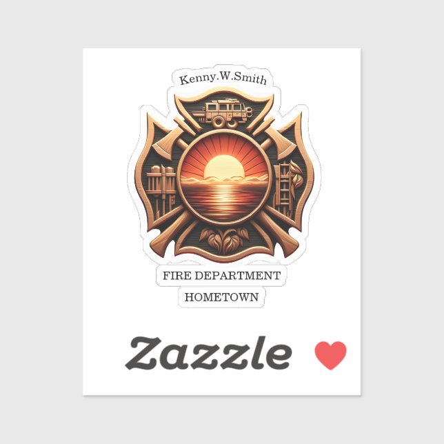 Fire Departments Badge of Honor Black And Red Sticker (Sheet)