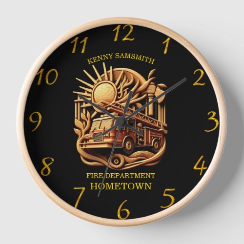 Fire Departments Badge of protecting the community Clock