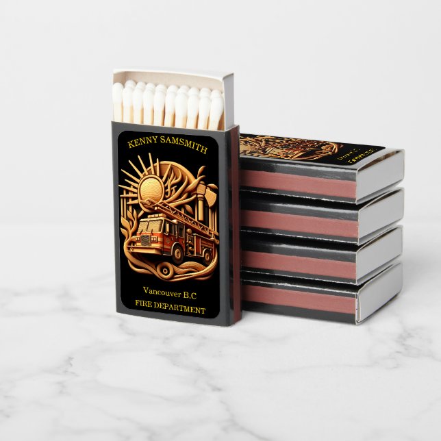 Fire Departments Badge of protecting the community Matchboxes (Stacked)