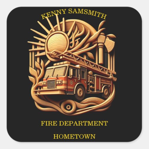 Fire Departments Badge of protecting the community Square Sticker