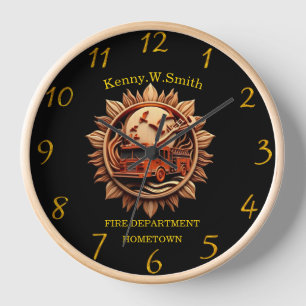 Fire Departments Badge radiating prestige, Honor Clock
