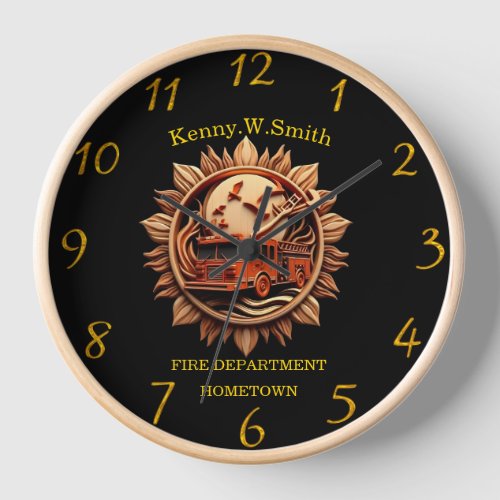 Fire Departments Badge radiating prestige Honor Clock