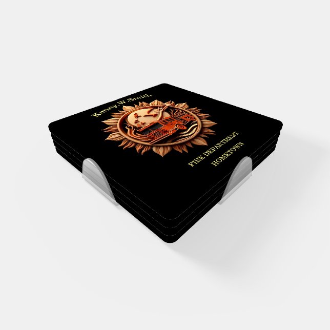 Fire Departments Badge radiating prestige, Honor Coaster Set (Set)