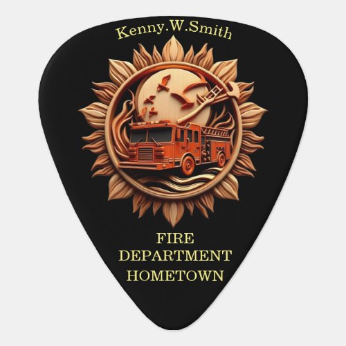 Fire Departments Badge radiating prestige Honor Guitar Pick