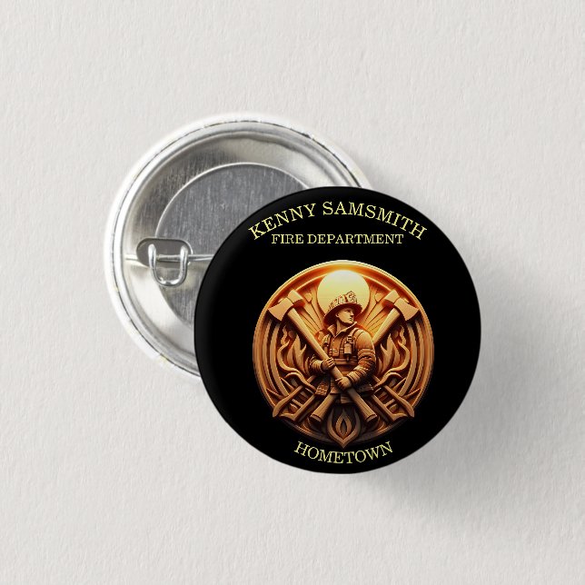 Fire Departments Badge symbolizing bravery Button (Front & Back)