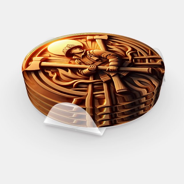 Fire Departments Badge symbolizing bravery Coaster Set (Set)