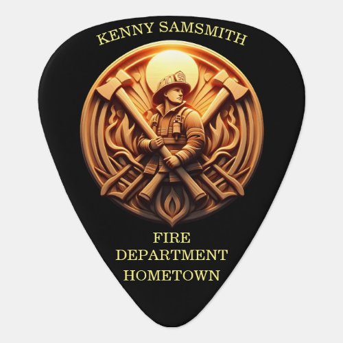 Fire Departments Badge symbolizing bravery Guitar Pick