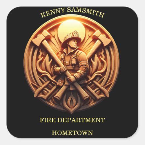 Fire Departments Badge symbolizing bravery Square Sticker