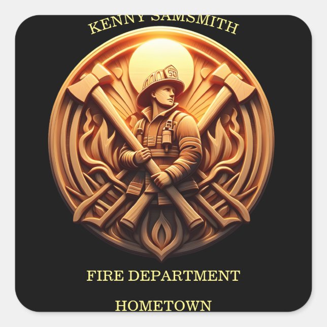 Fire Departments Badge symbolizing bravery Square Sticker (Front)