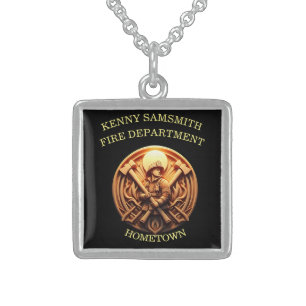 Fire Departments Badge symbolizing bravery Sterling Silver Necklace