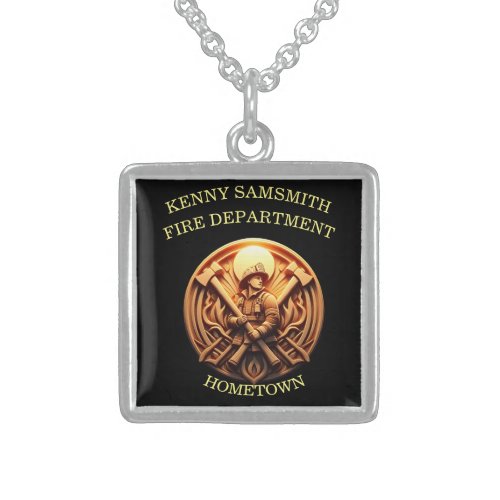 Fire Departments Badge symbolizing bravery Sterling Silver Necklace