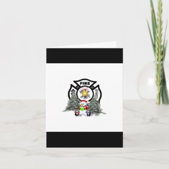 Fire Dept Christmas Scene Holiday Card by bonfirefirefighters at Zazzle