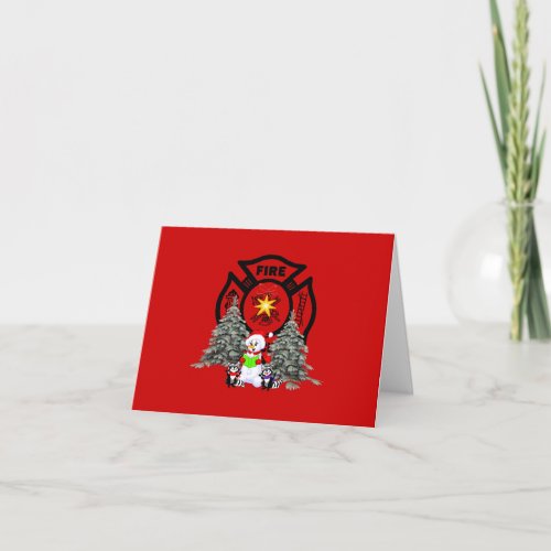 Fire Dept Christmas Scene Holiday Card