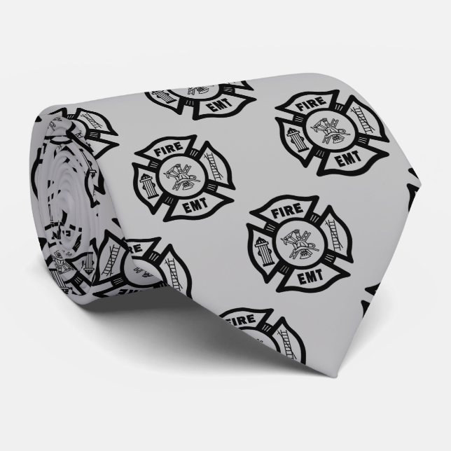 Fire Dept EMT Logo Neck Tie (Rolled)