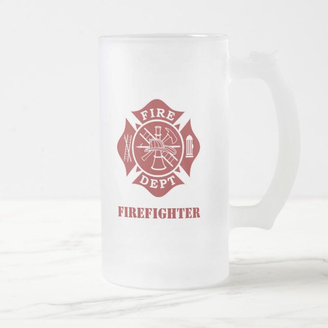 Fire Dept / Firefighter 16oz Frosted Glass Mug (Right)