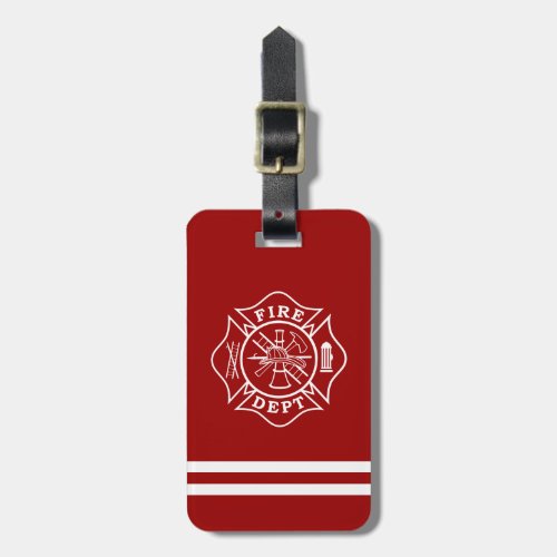 Fire Dept  Firefighter Maltese Cross Luggage Tag