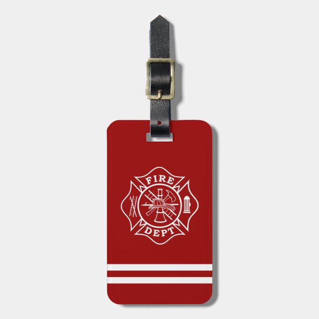 Fire Dept / Firefighter Maltese Cross Luggage Tag (Front Vertical)