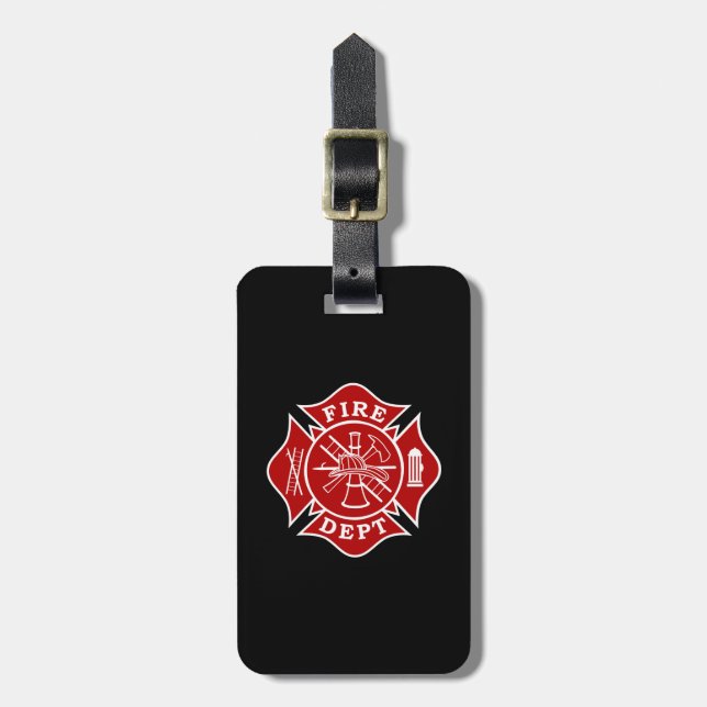 Fire Dept / Firefighter Maltese Cross Luggage Tag (Front Vertical)