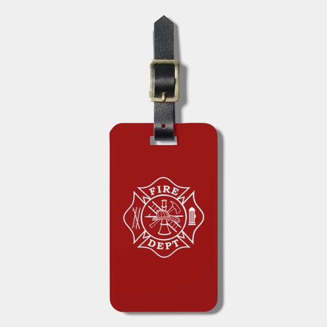 Fire Dept / Firefighter Maltese Cross Luggage Tag (Front Vertical)