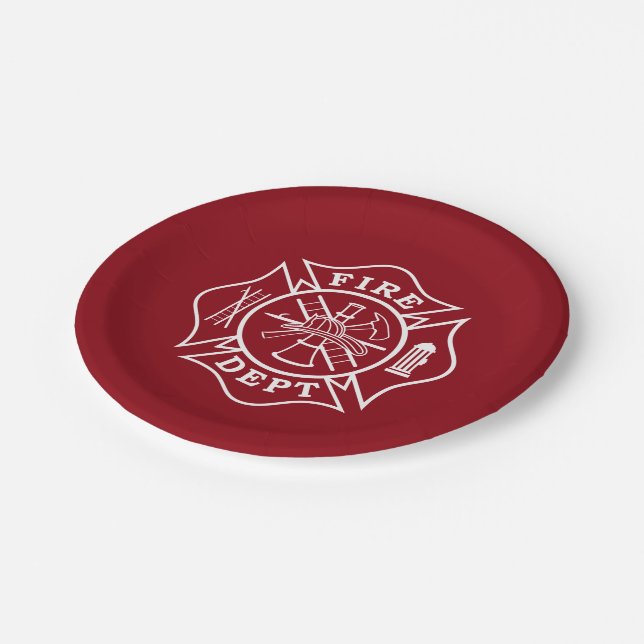 Fire Dept / Firefighter Paper Plates 7" (Angled)