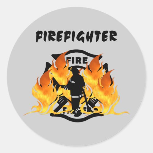 Fire Dept Flames Classic Round Sticker