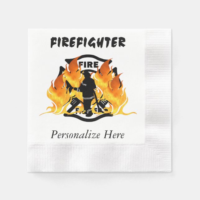 Fire Dept Flames Paper Napkins (Front)