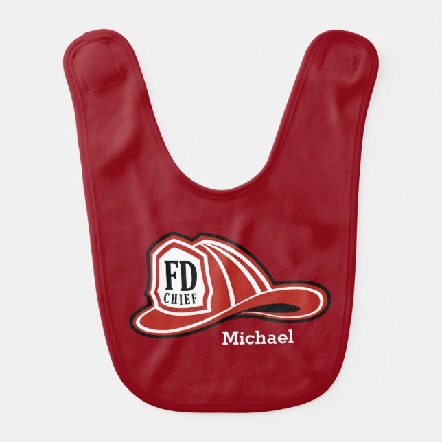 Fire Dept Helmet "Future Firefighter" Baby Bib (Front)