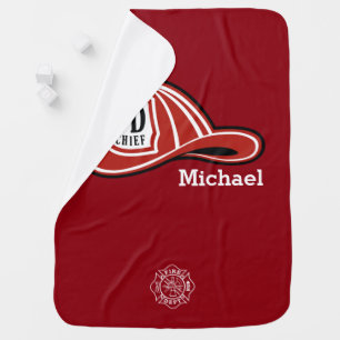 Fire Dept Helmet "Future Firefighter" Baby Gear Receiving Blanket
