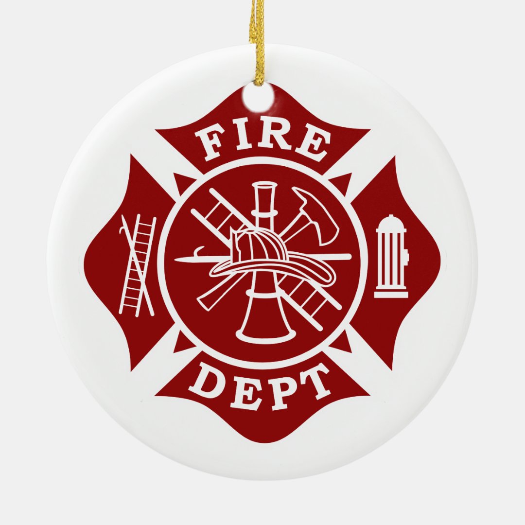 Fire Dept Maltese Cross Circle Ornament | Zazzle