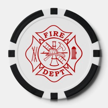 Fire Dept Maltese Cross Clay Poker Chips by TheFireStation at Zazzle