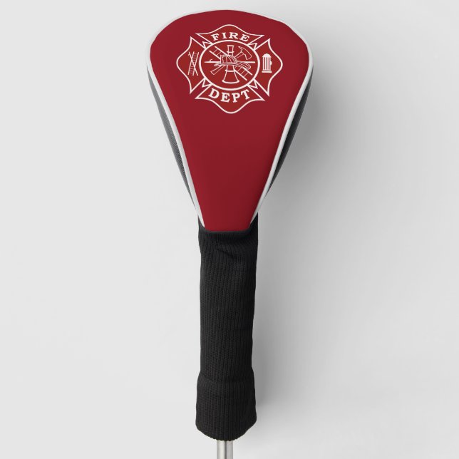 Fire Dept Maltese Cross Driver Cover, Red Golf Head Cover (Front)