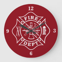 Fire Dept Maltese Cross Large Wall Clock