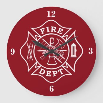 Fire Dept Maltese Cross Large Wall Clock by TheFireStation at Zazzle