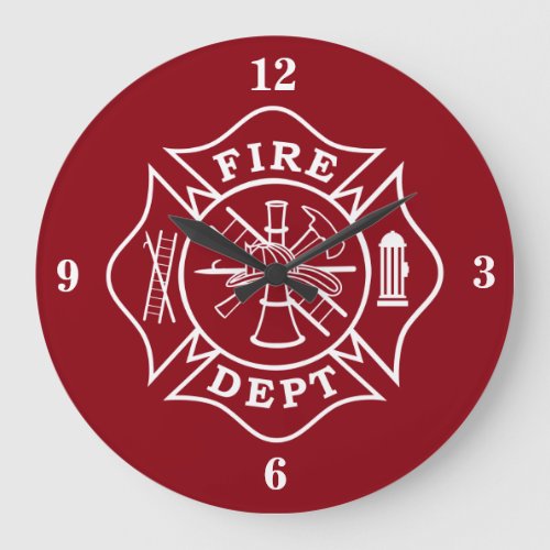 Fire Dept Maltese Cross Large Wall Clock