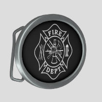 Fire Dept Maltese Cross Oval Belt Buckle