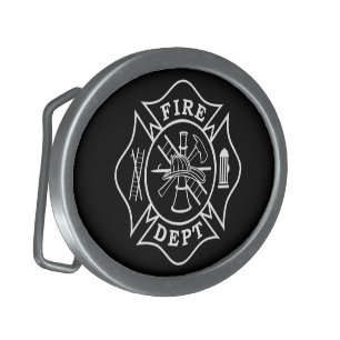 Fire Dept Maltese Cross Oval Belt Buckle