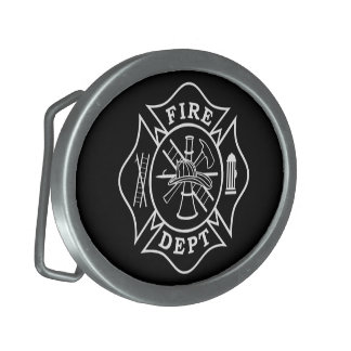 Fire Dept Maltese Cross Oval Belt Buckle