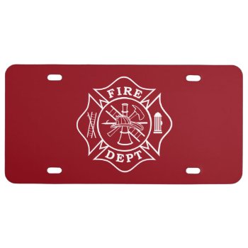 Fire Dept Maltese Cross Plastic License Plate by TheFireStation at Zazzle