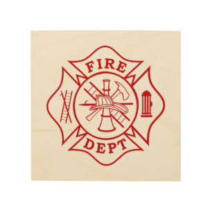 Fire Dept Maltese Cross Wooden Artwork Wood Wall Decor