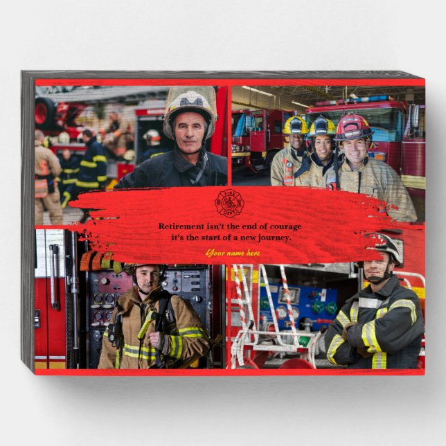 Fire dept retirement gifts custom photo wood box (Front Horizontal)