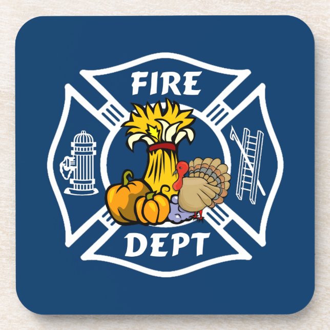Fire Dept Thanksgiving Logo Coaster (Front)