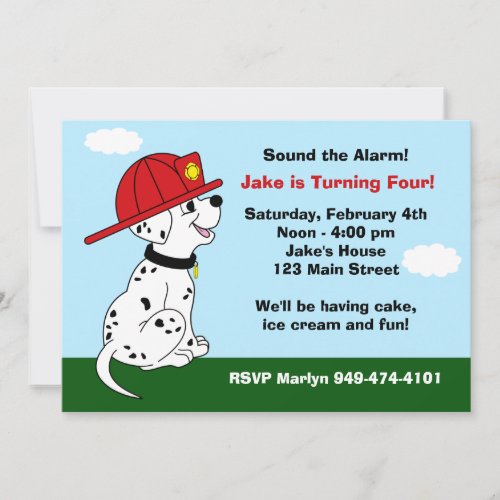 Fire Dog Birthday Party Invitation