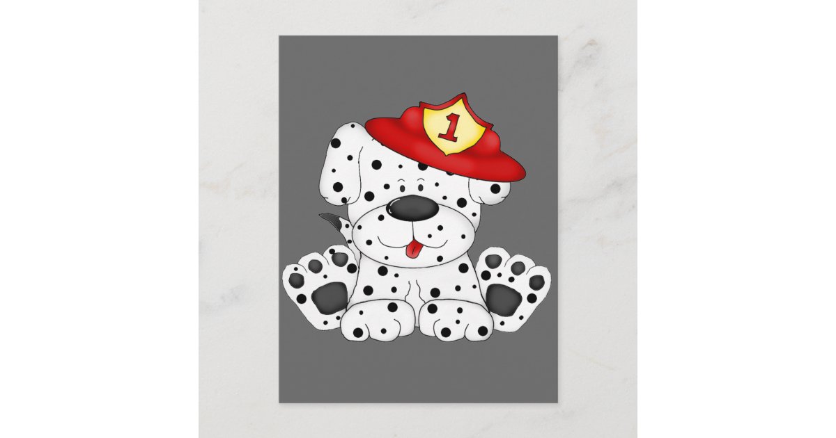 Fire Dog Dalmation and Hat Postcard | Zazzle