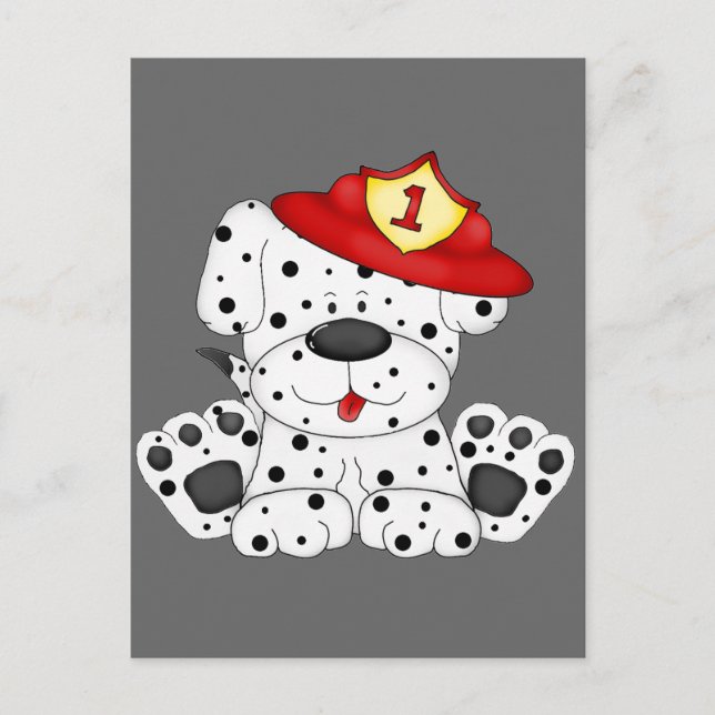 Fire Dog Dalmation and Hat Postcard (Front)